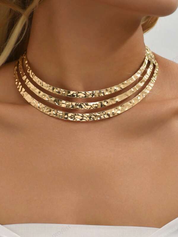 Collar gargantilla multicapa personalizado con diseño de círculos, en estilo europeo y americano de moda callejera, sexy para mujer