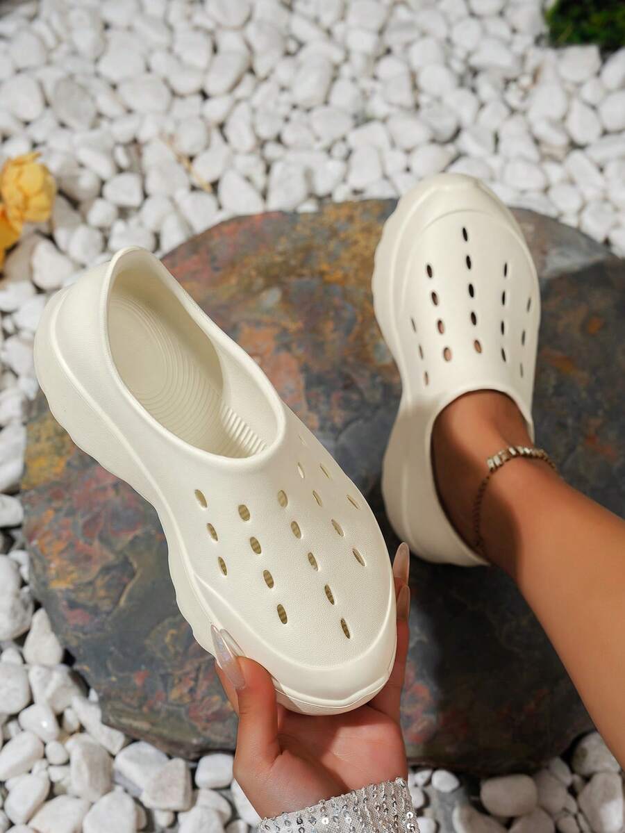 Women's Fashionable Slip-On Sandals, Comfortable Thick Sole, Non-Slip And Waterproof, Breathable And Casual EVA Clogs, Suitable For Dating, Outdoor Party And Beach Shoes