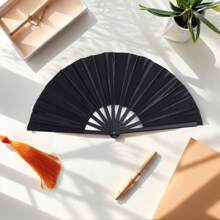 Kung Fu Folding Fan, Martial Arts Performance Bamboo Fan, Thicker Carbonized Bamboo Bone Silk Dual-Use Fan, Wedding And Festival Decoration Cooling Fan, Gift For All Ages, Classic Black Summer Cooling,Beach,Travel