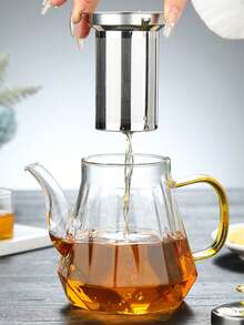 High Borosilicate Heat-Resistant Glass Teapot With Stainless Steel Filter, Large Capacity Diamond-Shaped Pot For Brewing Tea Back To School - Multicolor - View 5