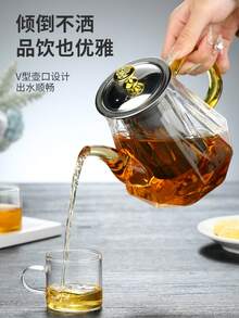 High Borosilicate Heat-Resistant Glass Teapot With Stainless Steel Filter, Large Capacity Diamond-Shaped Pot For Brewing Tea Back To School - Multicolor - View 4