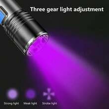 KENSUN 1 đèn pin LED UV công suất cao 395nm, sạc USB, điều chỉnh tiêu cự, chống nước, thích hợp cho cắm trại ngoài trời, trường hợp khẩn cấp, phát hiện nước tiểu bằng tia UV, phụ kiện cắm trại - Như thể hiện trong hình ảnh - Xem 9