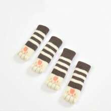 4pcs Paw Pattern Anti-Slip Table Leg Cover, 1pc Cute Chair Foot Pad For Home, Door Handle Cover,Thickened Cat Claw Stool Leg Protectors Socks,Put On Socks For Chair,Protect Your Floor And Furniture With These Knitted Table Leg Socks