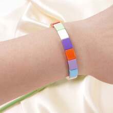 1pc Women's Chic Minimalist Enamel Painted Bangle Bracelet - Candy Color Bracelet - View 6