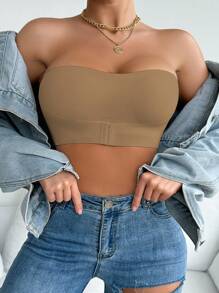 2pcs/Set Front Closure Solid Color One-Shoulder Padded Seamless Comfortable Bras For Women, Wireless Bra