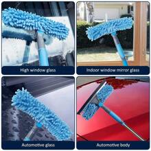 1 Set Extendable Window Cleaning Brush And Tools, With Telescopic Rod, Reusable Ultra-Fine Fiber Pads, Stainless Steel Handle - Long Reach Outdoor Glass Cleaning Tool, No Electricity Needed, Machine Washable