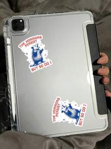 1/3pcs "THE HORRORS PERSIST, BUT SO DO I" Humorous And Satirical Stickers, Cartoon Animal Patterns Vividly Express Positive Attitudes, Suitable For Laptop, Water Bottle, Journal, Guitars, Helmets, Skateboards, Luggage, Water Bottle, And Other Fun Mental Health Stickers
