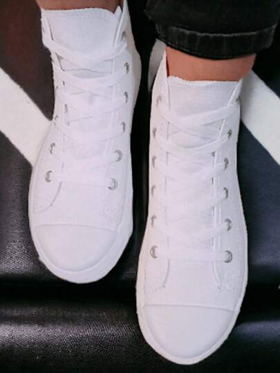 zapatillas de Mujer Unisex Casual Versátil 22-29 mx combina con todo gym cómodos blanco al caminar basicos, Suela Antidelizante de Lona Variedad de Colores Blanco Negro Negro con Blanco