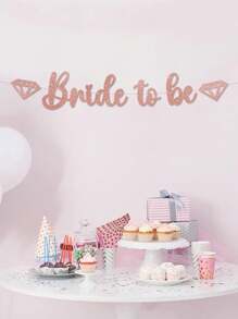 1pc Bride-To-Be Diamond Streamer Flag, Glitter Letter Backdrop Banner For Bridal Shower Party