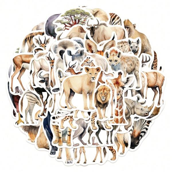 50pcs Animal Stickers Cartoon Stickers Cute Stickers Graffiti Stickers Nature Stickers Funny Stickers Bulk Stickers Lion King Stickers Monkey Stickers Tiger Stickers Outdoor Stickers Aesthetic Stickers Elephant Stickers Waterproof Vinyl Sticker For Water Bottle Laptop Phone Skateboard Bike Luggage Guitar