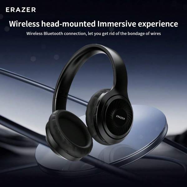 Lenovo Auriculares inalámbricos de juego ERAZER-QT01, auriculares estéreo con micrófono a prueba de ruido, para música, entrenamientos, compatible con múltiples dispositivos, auriculares inalámbricos Bluetooth supraurales