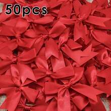 50 件大号缎带蝴蝶结工艺蝴蝶结粉色白色小花礼物领带婚礼装饰蝴蝶结DIY生日派对烘焙装饰圣诞节、感恩节、万圣节 - 50pcs - 查看 19