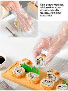 50只/100只一次性塑料手套，适用于餐饮服务、染发、清洁用品、家用工具、厨房、浴室、家庭及家庭必需品 - 彩色 - 查看 8