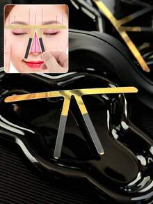 1件金属眉尺工具，三点定位平衡眉形模板，包含9种眉形，适用于化妆、家居装饰、梳妆台、旅行、卧室、化妆配件、圣诞礼物、化妆品、化妆工具、廉价好物、礼品、女士礼品、圣诞礼物、赠品、旅行、廉价好物、旅行必备品 - 彩色 - 查看 1