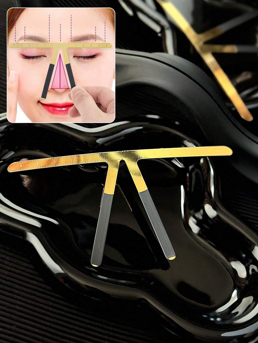 1件金属眉尺工具,三点定位平衡眉形模板,包含9种眉形,适用于化妆、家居装饰、梳妆台、旅行、卧室、化妆配件、圣诞礼物、化妆品、化妆工具、廉价好物、礼品、女士礼品、圣诞礼物、赠品、旅行、廉价好物、旅行必备品 - 彩色 - 查看 1