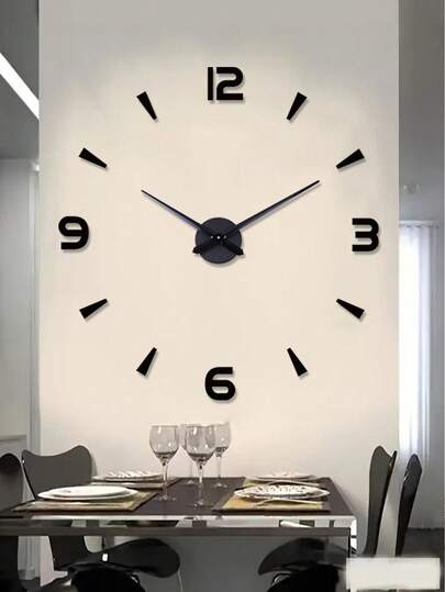 1 Pc Modern DIY Large Wall Clock, 3D Sticker Mirror Effect Acrylic Wall Clock, Frameless Wall Clock, Silent Clock, Living Room, Bedroom, And Home Decoration Clock.