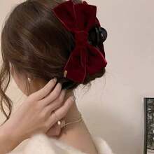 Black Large Bow & Hair Claw Cute Valentine's Day Valentines,Hair Accessories,Claw Clips,Hair Jaw Clip,Hair Clutch, Bow Accessories, School Stuff, College Fall Winter Hair Clip For Vacation Outfits Woman Valentines Gift