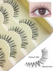 Asiteo 5 Pairs Cartoon Style False Eyelashes, 1 Piece Eyelash Extensions, Transparent Natural Makeup Effect, Thick Curly Design, Suitable For Beginners, Reusable - Spiky Manga Lashes - View 4
