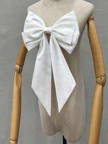 1pc Satin Fabric Bow Decor Back Accessory Waist Decoration,For Romantic Wedding Dress Valentine's Day Accessories - Multicolor - View 3