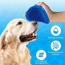 1 Pet Bath Brush, Cat Massage Brush, Dog Washing Glove, Massage Mitt, Cleaning Brush, Pet Shampoo Brush, Silicone Massage Rubber Bathing Comb With Adjustable Round Handle, For Dogs And Cats