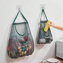 1 Sommer Obst- und Gemüse-Hängetasche für Zwiebel, Ingwer und Knoblauch Lagerung. Tragbare Netzttasche. Handgehaltene Cut Out atmungsaktive Haushaltslagerungstasche. Multifunktionale Küchen-Lagernetz-Tasche. Obst, Gemüse, Ingwer und Knoblauch Wandorganizer | Essenzielles Wohnzubehör