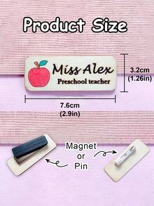 1 pièce Badge en bois nominatif d'enseignant / Badge nominatif personnalisé d'école / Badge nominatif fait sur mesure / Badge nominatif d'enseignant / Badge d'école / Cadeaux d'enseignant / Broche épingle / Broche magnétique - professeur - Voir 7