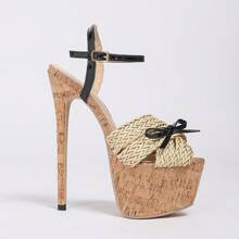 2025 Cm High Heel Bohemian Party Sandals With Fabric Applique, Elegant And Comfortable Summer Heels