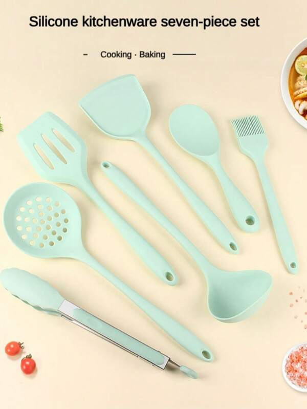 Professional-Grade 7-Piece Silicone Kitchen Utensil Set | NSF-Certified Heavy-Duty Spatula, Slotted Turner + 5 Essential Tools | Scratch-Resistant & Heatproof To 450°F | Dishwasher Safe For Baking, Grilling & Cooking