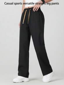 Women's Summer Casual Straight Leg Sports Pants, Fashionable & Versatile