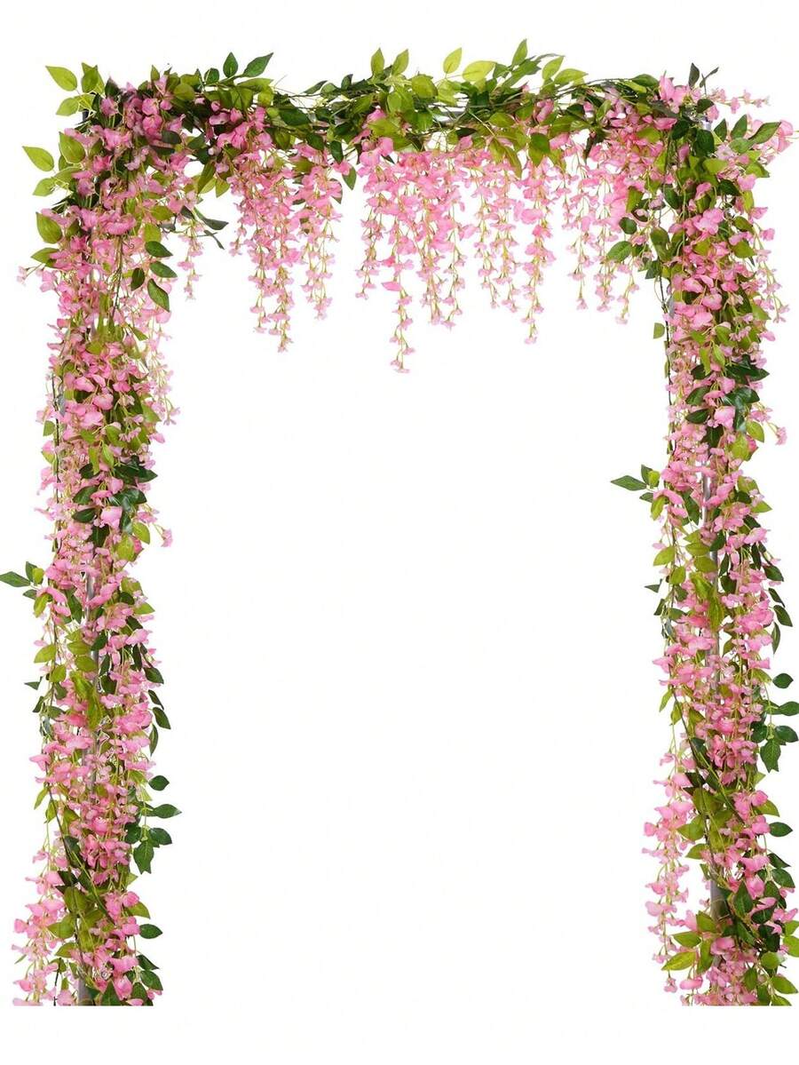 1/2/4/5pcs Pink Wisteria Garland Artificial Flowers,Fake Wisteria Hanging Flowers Garland For Pumpkin, Home Decor, Wedding Decorations, Room Decor, Fall Decor, Autumn Decor, Kitchen Accessories, Dining Room, Bedroom Decor, Bathroom Accessories, Halloween Decor, Christmas Decoration, Gifts, Birthday Bifts, Graduation Season Gifts,Wedding Season