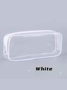 2 piezas Bolsa de lápices de PVC transparente con cremallera, estuche para artículos de tocador, exámenes, lápices y bolígrafos, estuche de viaje para equipaje, maquillaje y cosméticos (negro y blanco)