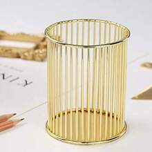 Pen Holder For Desk Gold Metal Pen Holder Makeup Brushes Cup Pencil Holders Office&Home Organizer,Back To School,School Supplies - one-size - View 6