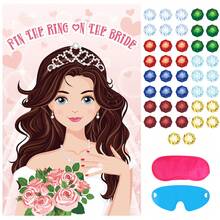 Bride Party Games,Pin The Ring On The Bride,Hen Party Bachelorette Party Bridal Shower Women Night Game Bride To Be Pin Game Wedding Engagement Party Supplies ,Rings In 7 Colors For Up To 42 Guests - Multicolor - View 2