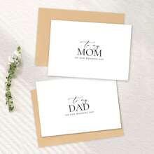 1PC/2PCS Wedding Card Elegant Cursive Script, For Mom And Dad On My Wedding Day, Includes Envelope, Ideal For Wedding Day Special Occasions, Minimalist Style Exquisite Design