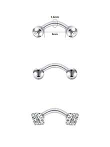 3 chiếc khuyên rốn nhỏ bằng thép không gỉ 316L 14G dành cho nữ, khuyên rốn nhỏ bằng thép không gỉ, trang sức xỏ khuyên Rook, khuyên lông mày, khuyên cong không gây dị ứng, 6/8/10/12/14/16/18mm - Nhiều màu - Xem 4