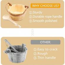 Sauna Bucket And Ladle 5 Liter 1.3 Gallon Sauna Bucket Finnish Pine Wooden Spa Accessories With Handmade Sauna Water Bucket Plastic Liner And Rope Handle - SaunaBucket1 - View 2