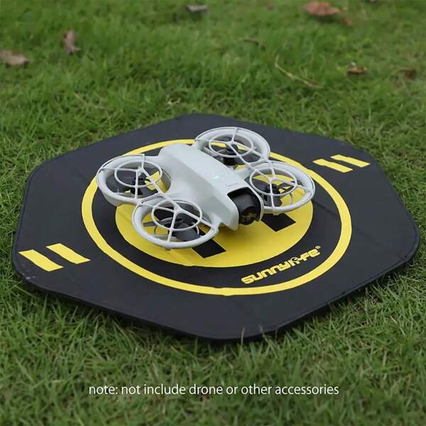 13.78 Inch Double-Sided Folding Drone Landing Pad, Hexagonal Shape, Imitation Leather Material, Compatible With DJI NEO, Avata 2, Mini 4 Pro, Mini 3 Pro - Batteries Not Included