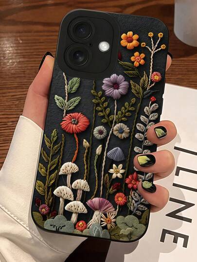 1pc 2D Floral Pattern Matte Angel Eye Full Body Shockproof TPU Phone Case Compatible With IPhone 16 15 14 13 12 11 Pro Max, A55/54/53/52/51, S24/23/22/21 Ultra Waterproof Anti-Fall Scratch Resistant
