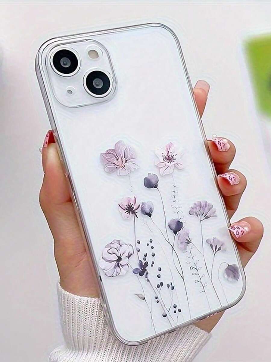 1 chiếc ốp lưng điện thoại TPU trong suốt chống sốc họa tiết hoa, tương thích với iPhone 17 16 15 14 13 12 11 Pro Max, S25/24/23/22/21 Ultra, A55/54/53/52/51, phiên bản quốc tế, không phải phiên bản nội địa. - Nhiều màu - Xem 1