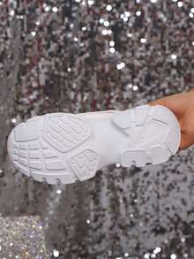 Women's Chunky Sneakers, Spring Autumn New Internal Increase Shoes, Thick Sole Waterproof White Shoes, Slimming Sporty Casual Shoes - White - View 8