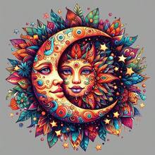 1 件/2 件/3 件太阳和月亮神秘天体装饰贴片。A 级可洗熨烫转印，适用于 DIY T 恤、背包、贴纸、装饰品、复古邮票、标签、徽章、符号、复古棒球帽