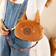 Capybara Crossbody Bag Portable Shoulder Bag Purse Cute Plush Bag For Outdoor Party,Stuffed Capybara Plush Bag Cartoon Capybara Plush Animal Handbag