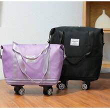 Travel Bag With Large Capacity For Business Trips, Expandable Swivel Wheel Luggage Bag, Oxford Cloth Storage Fitness Bag Suffle Women Bags