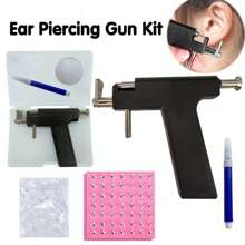 Kit professionale per piercing all'orecchio con 98 pezzi di orecchini e perline - Pistola per piercing all'orecchio riutilizzabile