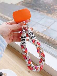 1pc Multi-Function Dual Ring Phone Lanyard, Handmade Braided Colorful String Wrist Strap With Key Chain, Phone Case Strap, Cup Holder, Fashion Accessories - Multicolor - View 4