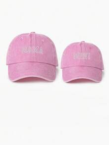 2 chiếc mũ lưỡi trai bóng chày thêu "MAMA+MINI" phù hợp, mũ chống nắng ngoài trời thường ngày có thể điều chỉnh cho bé trai và bé gái, du lịch mùa xuân thu kỳ nghỉ bãi biển - Mũ bóng chày dành cho cha mẹ và con cái - Xem 3