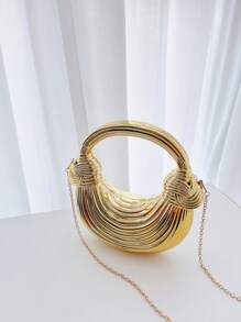 1pc Gold Plastic Acrylic Clutch Handbag, Large Capacity Chain Strap Fashion Bag, Suitable For Attending Evening Galas And Parties