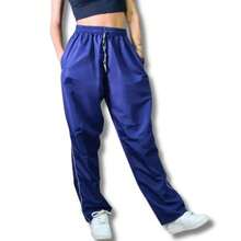 Women's Straight Leg Tactel Pants With Pocket, Elastic Waistband, Wide Leg, Windbreaker, Basic Unisex, 3-Pack, Casual, Work, Hiking, Gym, School, Fishing, Sports, Gym Clothes, Drawstring Waist, Street Style, Women's And Men's - 藏蓝色 - 查看 2