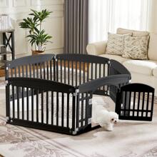Black Foldable Pet Playpen For Dogs & Cats – Indoor/Outdoor Use, 4/6 Panels With Door, Bite-Proof & Safe Plastic, Secure Play Space For Small/Medium Pets