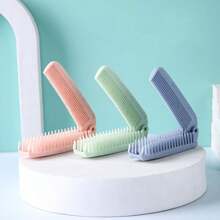 1pc 2-In-1 Foldable Hairbrush, Compact Travel Brush With Coarse & Fine Teeth For Straightening & Curling Hair